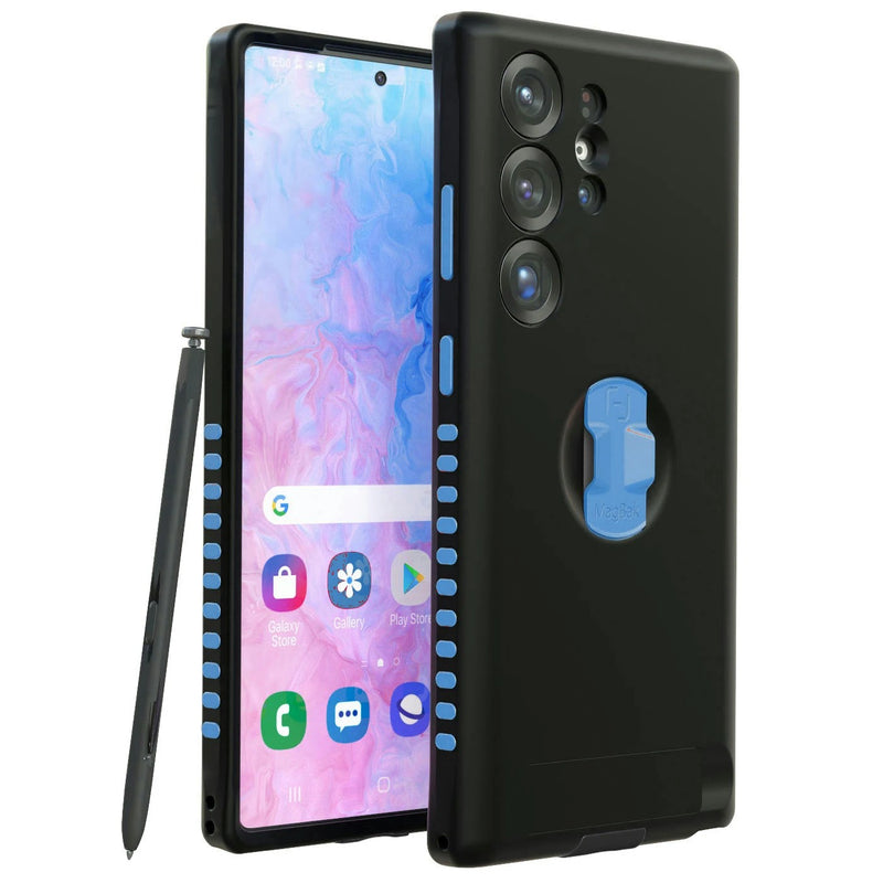 MagBak Elite accent pack in Light Blue on black Galaxy S25 Ultra case with S Pen | ES25U-BK,ACU-LB